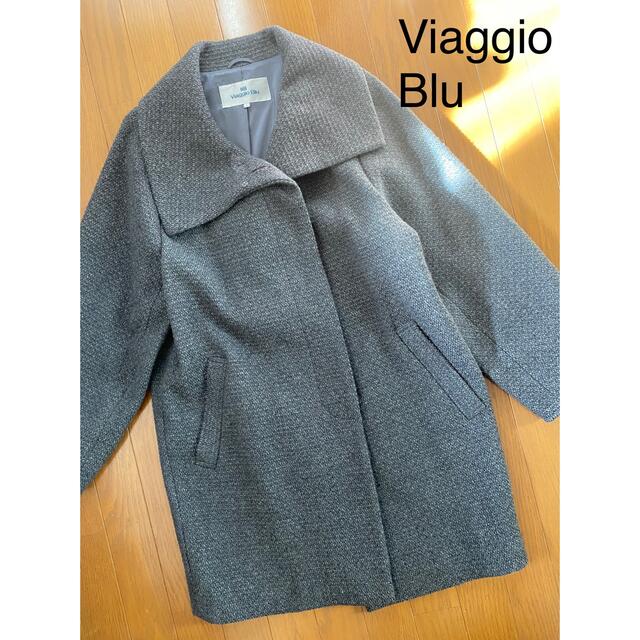 VIAGGIO BLU(ビアッジョブルー)のViaggio Blu ツイードコート グレー (1)オーバーサイズ レディースのジャケット/アウター(ロングコート)の商品写真