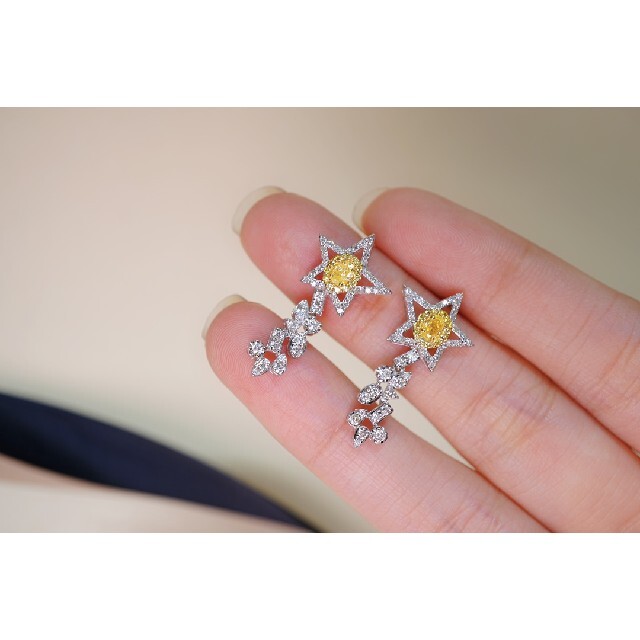 格安 星モチーフ 天然イエローダイヤモンドピアスk18 ピアス - rinsa.ca
