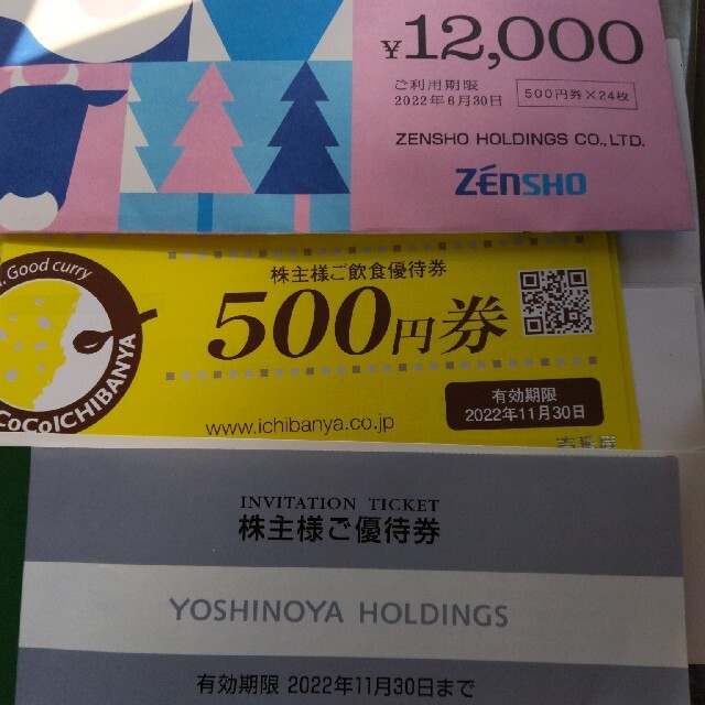 ゼンショー ココイチ 吉野家株主優待券セット16400円分 特别免费送货