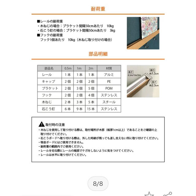 ピクチャーレール モノインプラス 0.5m インテリア/住まい/日用品のインテリア/住まい/日用品 その他(その他)の商品写真