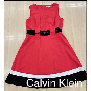 カルバンクライン(Calvin Klein)の❤︎クリスマスに似合う赤いワンピース❤︎カルバンクライン(ひざ丈ワンピース)