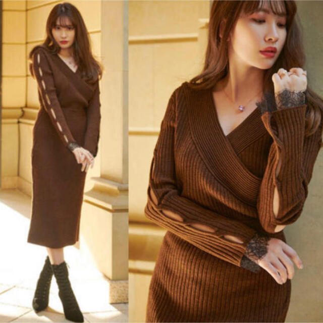 【最終値下げ】Herlipto Wrap-Effect Knit Dress