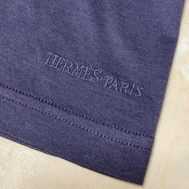 Hermes(エルメス)のエルメス マルジェラ期 左袖ロゴ刺繍 Tシャツ カットソー ネイビー レディースのトップス(Tシャツ(半袖/袖なし))の商品写真