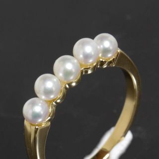 ミキモト(MIKIMOTO)のミキモト パール 5P リング 11号 K18YG 新品仕上済 4282A(リング(指輪))