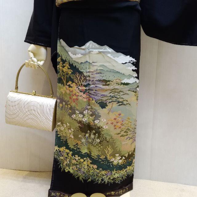 黒留袖 正絹 京加賀友禅山水文様 お仕立て上がり 長襦袢付きセット