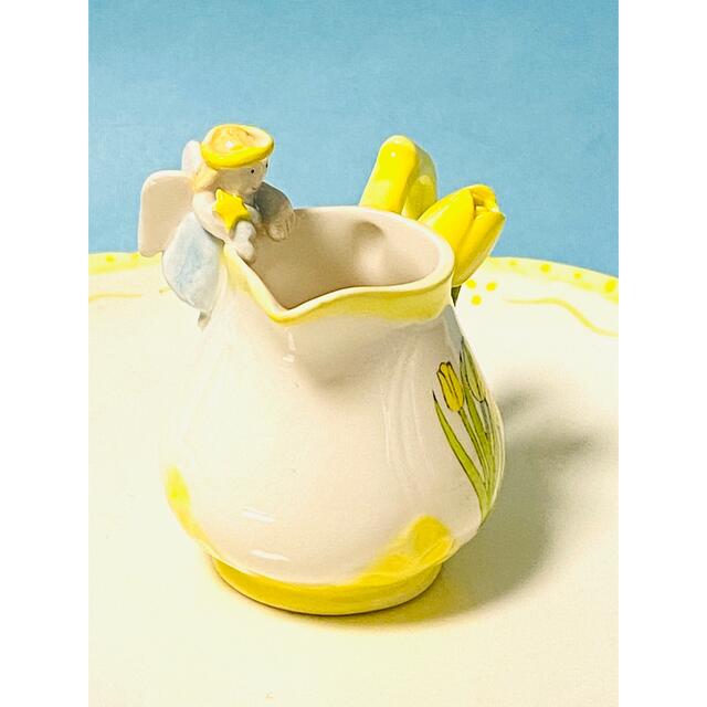 【 美品 】ミニチュア  陶器製「黄色チューリップと星の妖精」ティーセット7点