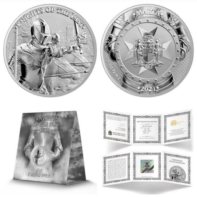2021年 マルタ騎士団(マルタ 往年の騎士)純銀 1オンス銀貨 COA付き