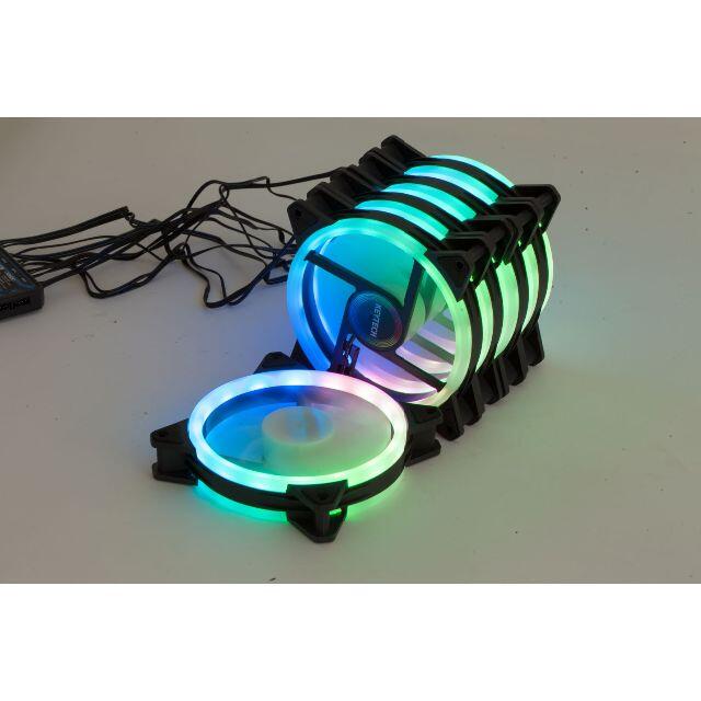 虹色LED 静音PCケースファン120mm 5個セット スマホ/家電/カメラのPC/タブレット(PCパーツ)の商品写真