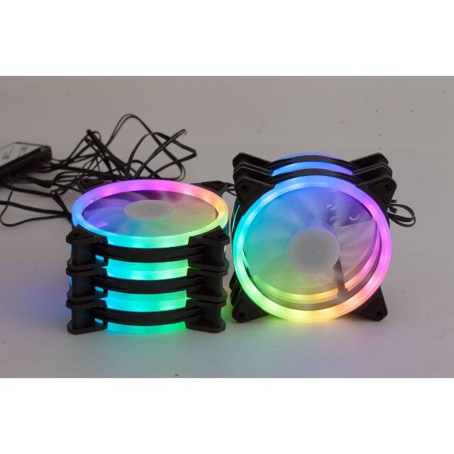 虹色LED 静音PCケースファン120mm 5個セット スマホ/家電/カメラのPC/タブレット(PCパーツ)の商品写真