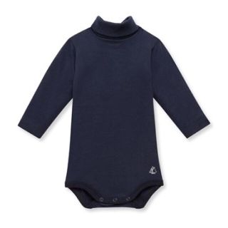 プチバトー(PETIT BATEAU)の売約済み☆プチバトー 24M 裏起毛タートルネック長袖ボディ ネイビー(シャツ/カットソー)