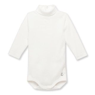 プチバトー(PETIT BATEAU)の新品☆プチバトー 24M 裏起毛タートルネック長袖ボディ オフホワイト(シャツ/カットソー)