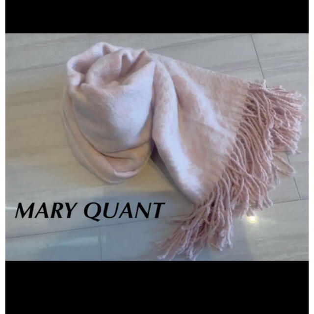 MARY QUANT(マリークワント)のマリークワント　ピンク　マフラー　ストール　千鳥柄　ウール　アクリル　美品 レディースのファッション小物(マフラー/ショール)の商品写真