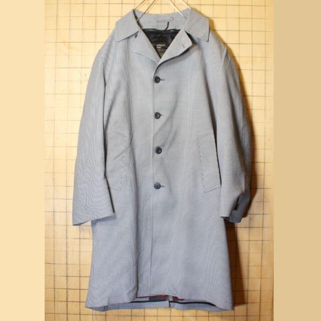 60s70s LONDON FOG千鳥格子ロングコート グレーXLボアaw121