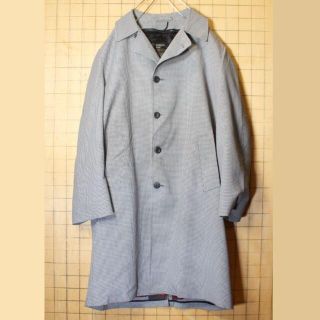 60s70s LONDON FOG千鳥格子ロングコート グレーXLボアaw121(ステンカラーコート)