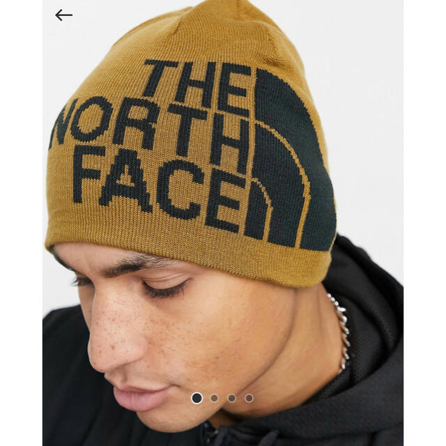 THE NORTH FACE(ザノースフェイス)の【海外限定】ノースフェイス　ユニセックス　ビッグロゴ　ビーニー　ブラウン メンズの帽子(ニット帽/ビーニー)の商品写真