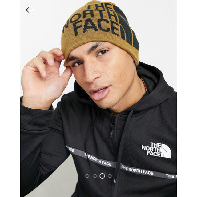 THE NORTH FACE(ザノースフェイス)の【海外限定】ノースフェイス　ユニセックス　ビッグロゴ　ビーニー　ブラウン メンズの帽子(ニット帽/ビーニー)の商品写真