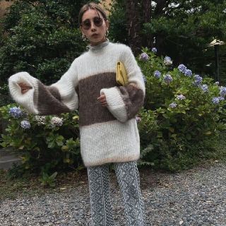 に値下げ! UND MOHAIR BICOLOR LOOSE KNIT 黒 Ameri | tatihome.com
