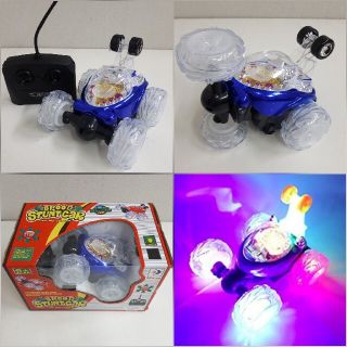 ◆新品◆LEDライト付　回転ラジコンカー　ブルー(トイラジコン)