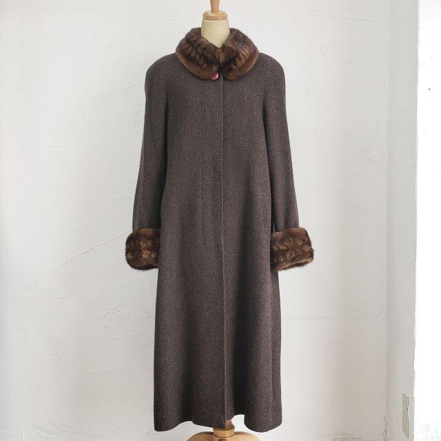 コロンボ ☆ カシミヤ100% ミンクファー付 ロングコート エリカエン