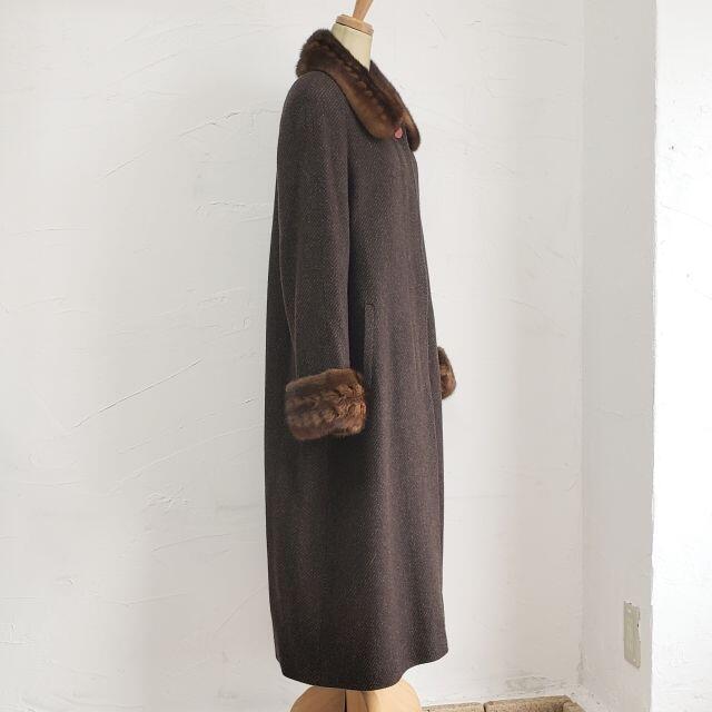 コロンボ ☆ カシミヤ100% ミンクファー付 ロングコート エリカエン