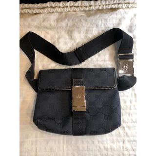 グッチ(Gucci)の鑑定済み 正規品  グッチ　GUCCI  ウェストポーチ　黒　131236(ボディバッグ/ウエストポーチ)