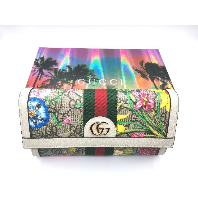 新品同様 Gucci GUCCI コンチネンタル長財布 フローラ 花柄 オフィ