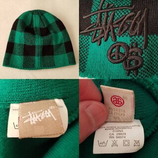 STUSSY Embroidery Buffalo Check Knit Cap