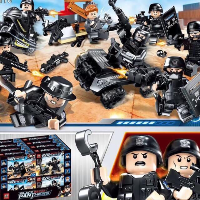 LEGO レゴ 互換 SWAT特殊部隊 警察 ミニフィグ8体 バイク 武器セットの ...