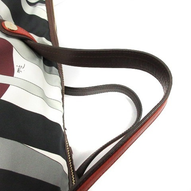 EMILIO PUCCI(エミリオプッチ)のエミリオプッチ ハンドバッグ トートバッグ プッチ柄 総柄 ナイロン グレー 茶 レディースのバッグ(ハンドバッグ)の商品写真