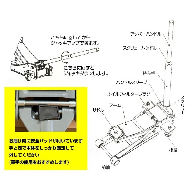 油圧式 3tデュアルポンプ スチールジャッキ ローダウン