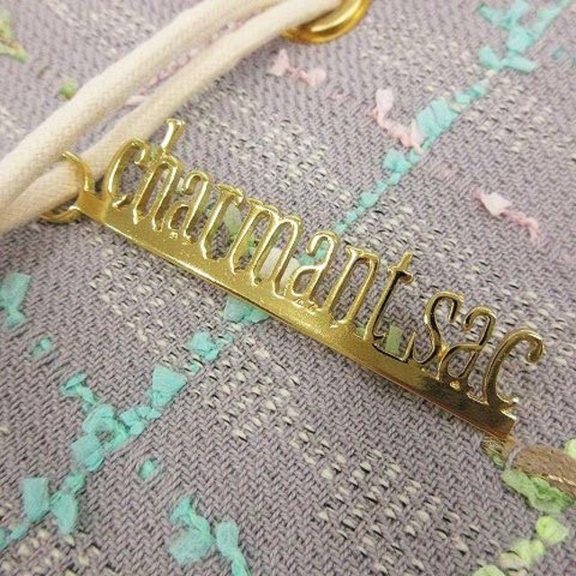 シャルマントサック ショルダーバッグ 巾着 ツイード グレー 3
