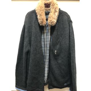 バーバリーブラックレーベル(BURBERRY BLACK LABEL)のバーバリー ブラックレーベル ファー付きジップアップ(ニット/セーター)