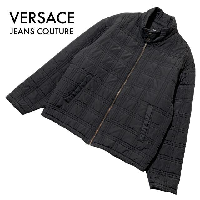 VERSACE(ヴェルサーチ)のヴェルサーチ ナイロン キルティングジャケット 黒 メンズXL ヴィンテージ古着 メンズのジャケット/アウター(ナイロンジャケット)の商品写真