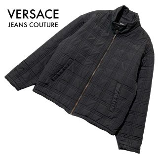 ヴェルサーチ(VERSACE)のヴェルサーチ ナイロン キルティングジャケット 黒 メンズXL ヴィンテージ古着(ナイロンジャケット)