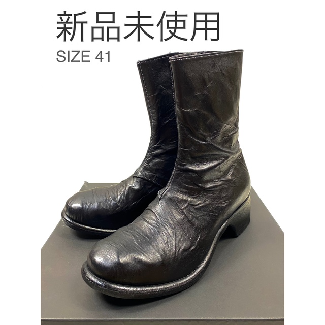【SALE】 新品 定価16万 41 ブラック サイドジップブーツ ホースレザー OBSCUR ブーツ