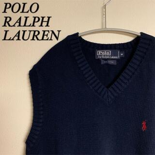 ポロラルフローレン(POLO RALPH LAUREN)の【美品】Polo Ralph Lauren  ベスト　コットン　ネイビー　刺繍(ベスト)