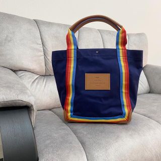 アニヤハインドマーチ(ANYA HINDMARCH)のラスト１【新品】Anya Hindmarch トートバッグ ネイビー レインボー(トートバッグ)