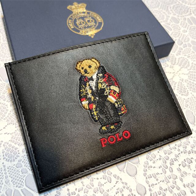 ラルフローレン ポロベアー polo 新品 本革 ロゴ カードケース パス