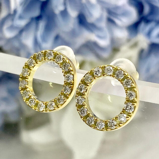 超歓迎 ☆0.40ct パヴェダイヤ サークルモチーフ スタッドピアス☆ K18