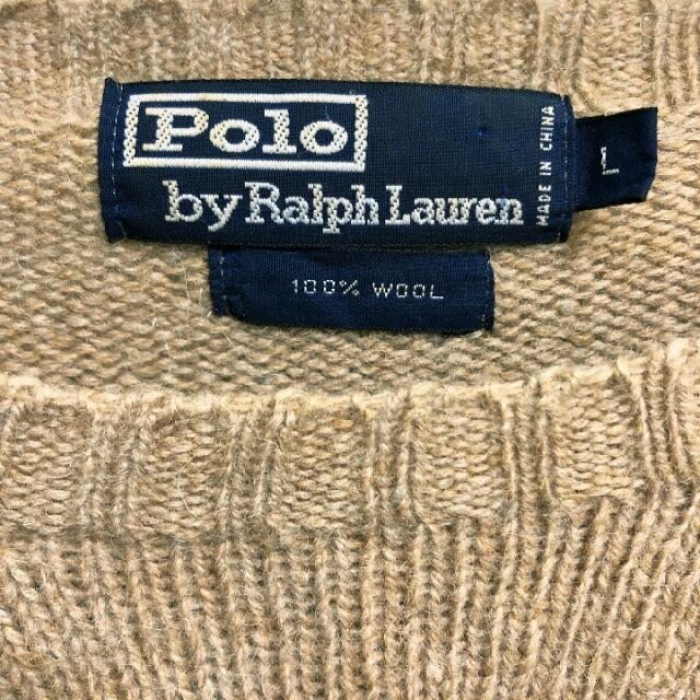POLO RALPH LAUREN(ポロラルフローレン)の古着 ポロラルフローレン ウール100％ ニットセーター モカブラウン L メンズのトップス(ニット/セーター)の商品写真