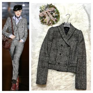 ドルチェアンドガッバーナ(DOLCE&GABBANA)の本物 美品 コレクションモデル ドルチェ&ガッバーナ ツイード ジャケット 灰(テーラードジャケット)