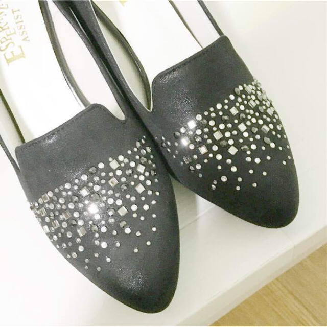 ESPERANZA(エスペランサ)のお値下げしました☆ビジュー 黒 ヒール パンプス♡ レディースの靴/シューズ(ハイヒール/パンプス)の商品写真