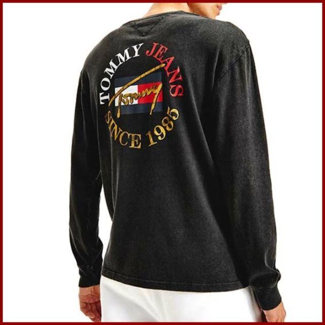 TOMMY HILFIGER(トミーヒルフィガー)のヴィンテージ加工のバックサークルロゴ　ロンＴ　ブラック XLサイズ 定価7700 メンズのトップス(Tシャツ/カットソー(七分/長袖))の商品写真