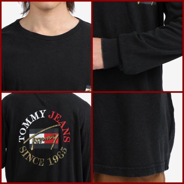 TOMMY HILFIGER(トミーヒルフィガー)のヴィンテージ加工のバックサークルロゴ　ロンＴ　ブラック XLサイズ 定価7700 メンズのトップス(Tシャツ/カットソー(七分/長袖))の商品写真