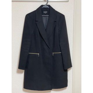 トップショップ(TOPSHOP)のTOPSHOP 黒色　ロングコート　袖口　赤いろ＊(ロングコート)