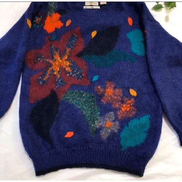 モヘヤロングセーター モヘヤニット 可愛い花の編み込み ふわふわ ゆったりサイズ 4
