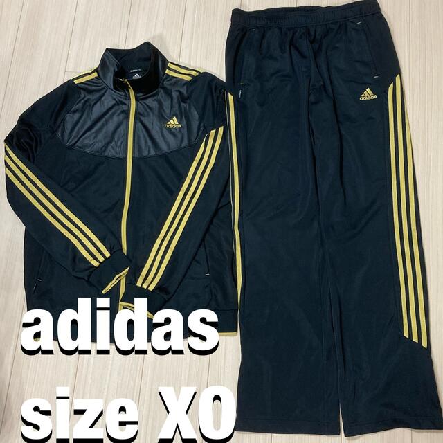 adidas アディダス ジャージ上下セット 大きいサイズ XO 黒×金