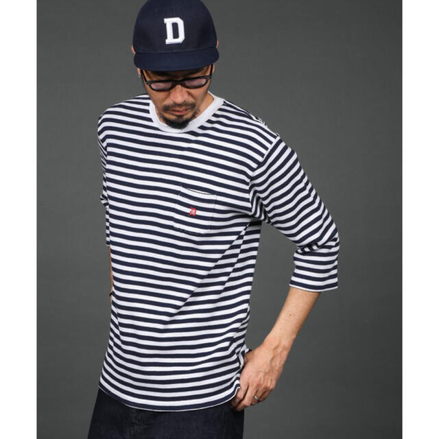 The DUFFER of ST.GEORGE(ザダファーオブセントジョージ)の【定価8,800円】ボーダーワッフル 7分袖Tシャツ L メンズのトップス(Tシャツ/カットソー(七分/長袖))の商品写真