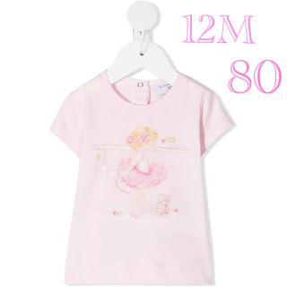 モナリザ(MONNALISA)のタグ付き新品　Monnalisa 半袖Tシャツ　 ピンク　トップス　12m(Ｔシャツ)