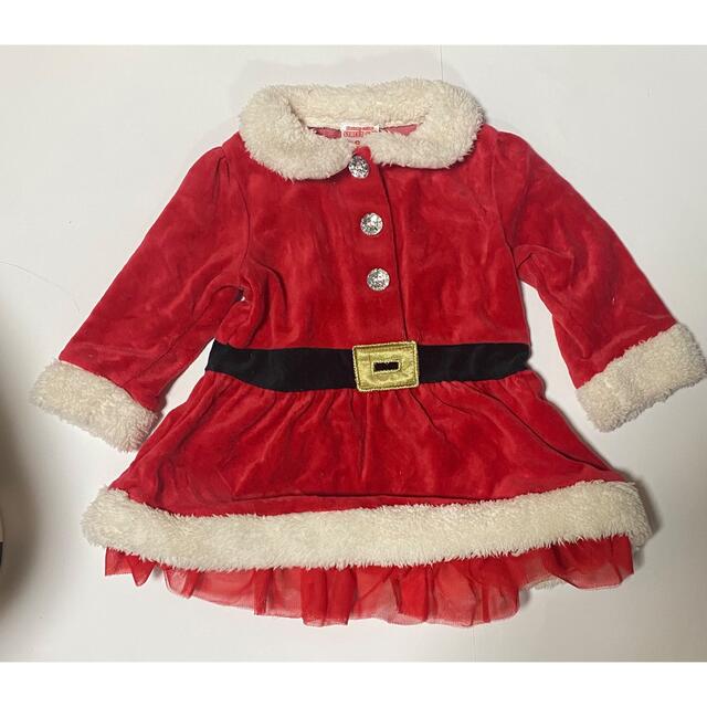 【スタイのおまけ付】クリスマス サンタ ワンピース コスプレ 80cm キッズ/ベビー/マタニティのベビー服(~85cm)(ワンピース)の商品写真